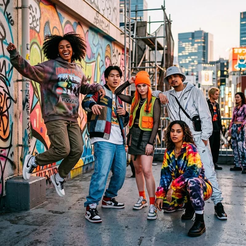 Diverse fashion models in vibrant street style outfits for ASOS seller product photography